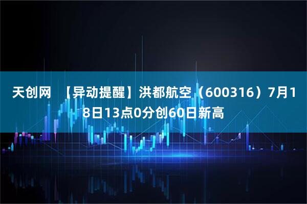 天创网  【异动提醒】洪都航空（600316）7月18日13点0分创60日新高